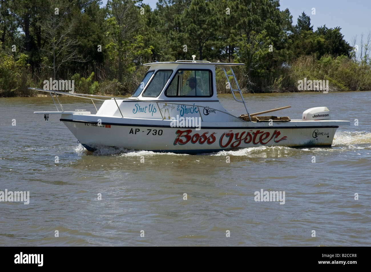 oyster boat returning from Apalachicola Bay Apalachicola Florida Stock