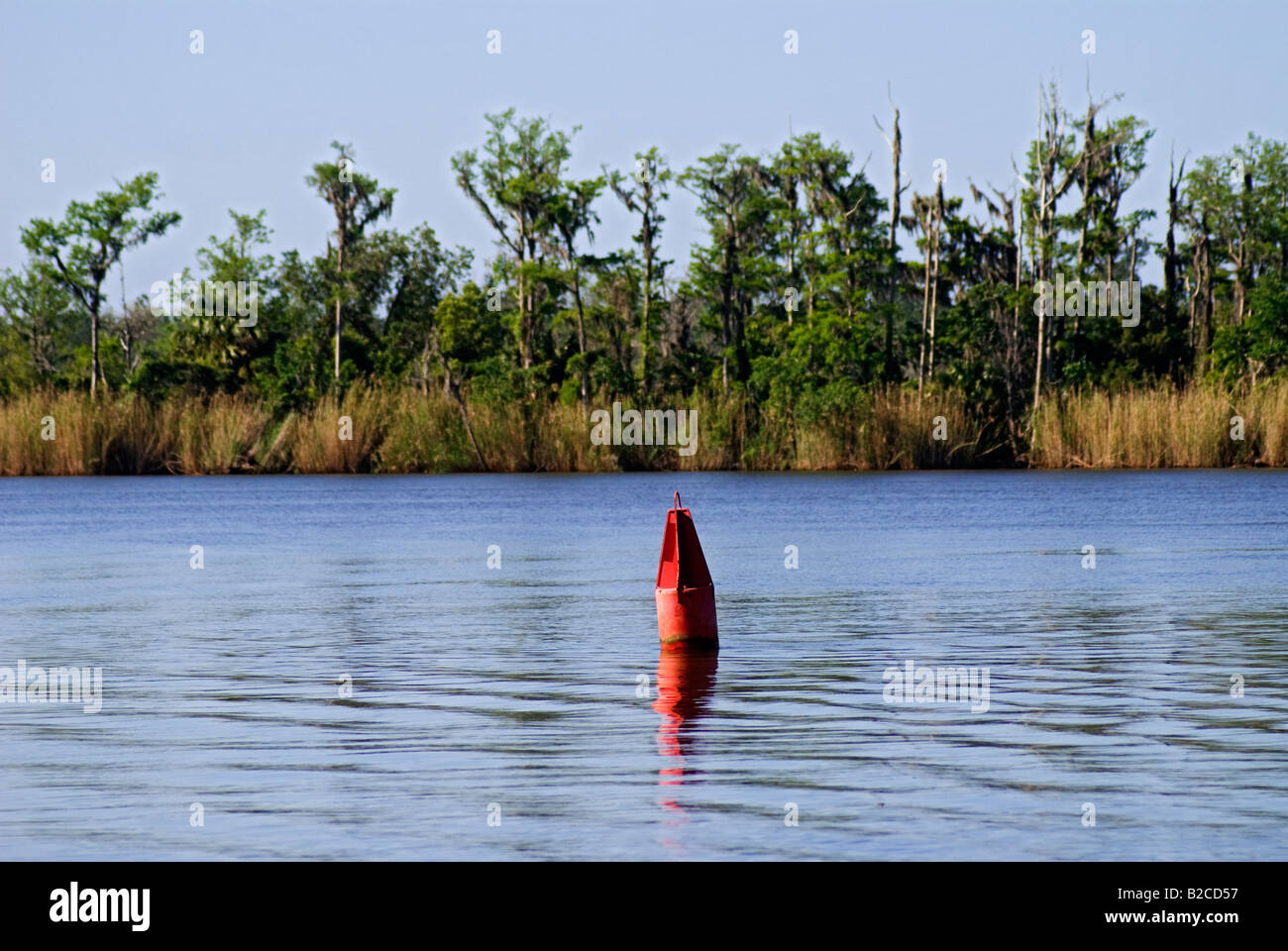 buoy marker in Apalachicola River near Apalachicola Florida Stock Photo