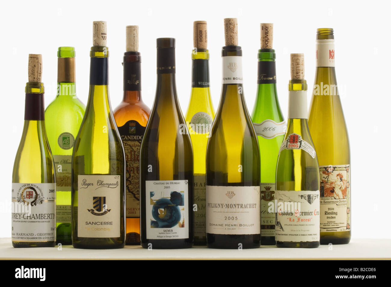 Selection of international fine wine bottles Stock Photo