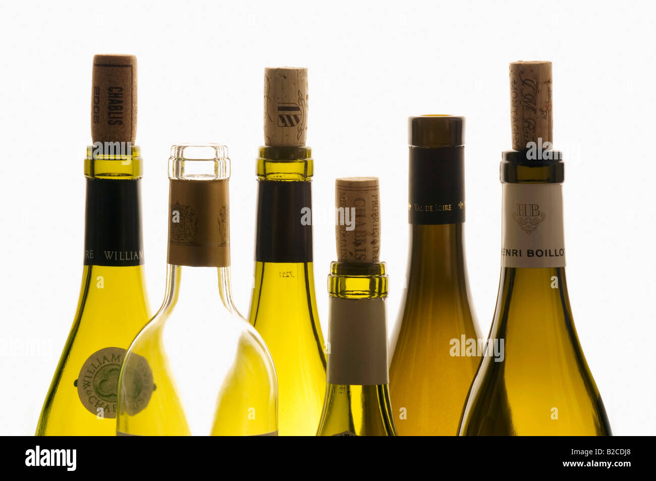 Selection of French fine wine bottles Stock Photo