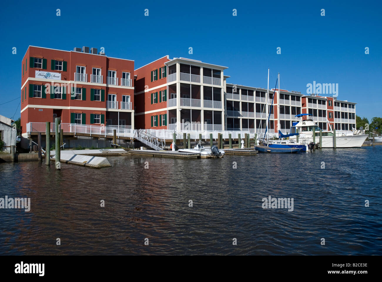 Hotel Marina along Scipio Creek Apalachicola Florida Stock Photo Alamy