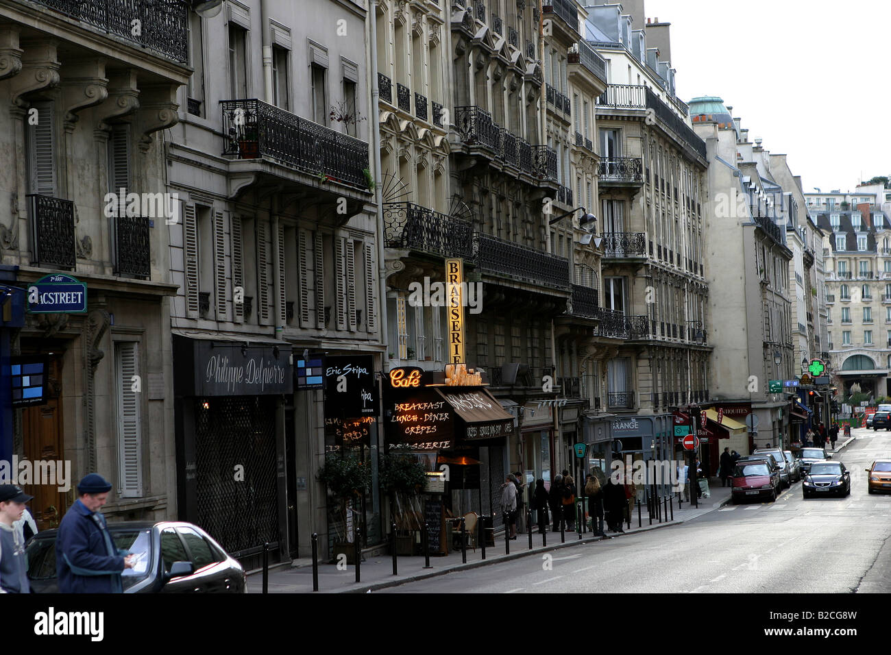 A daytime view of the streets of Paris on a cold December day Stock