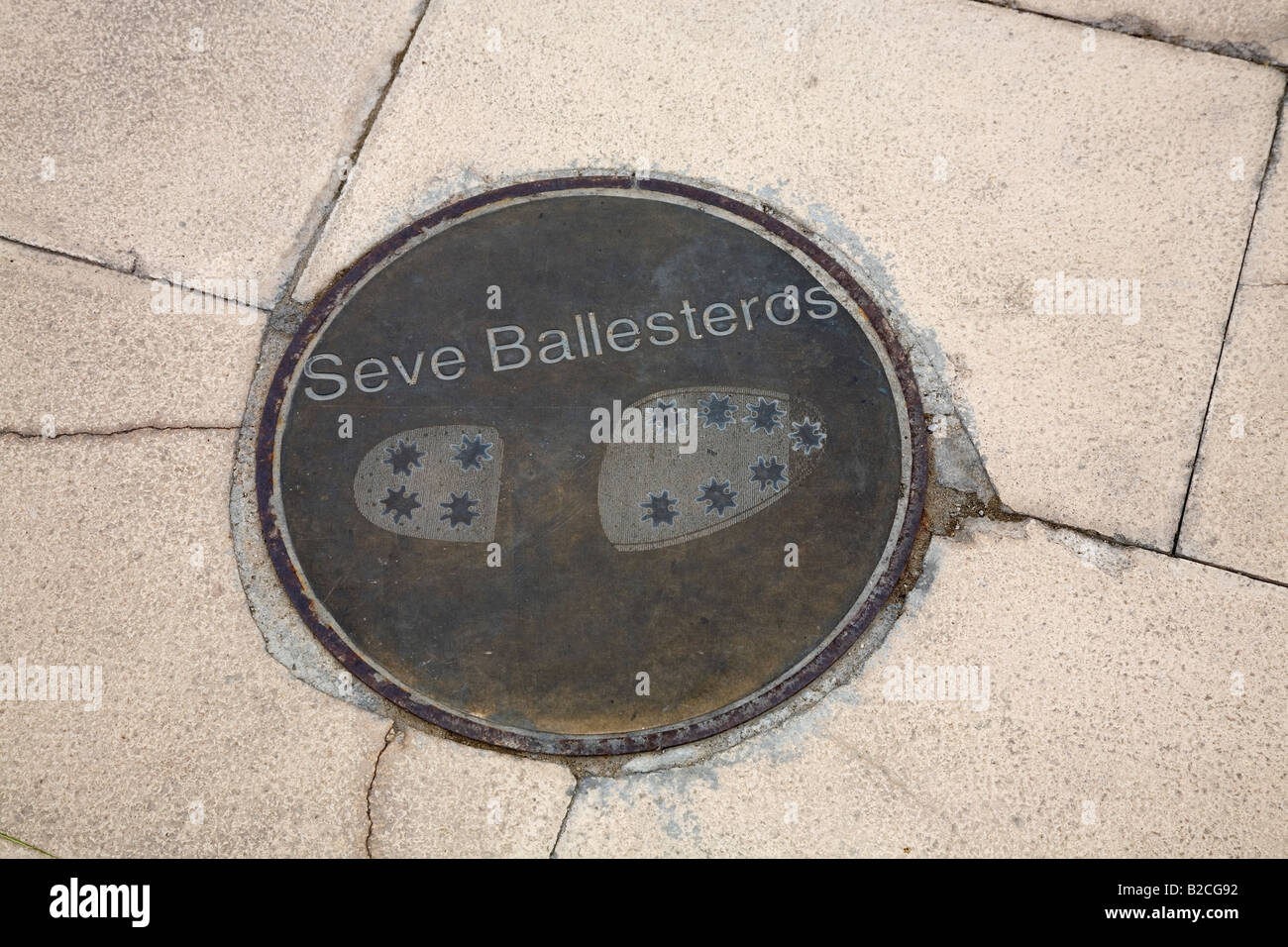 Seve Ballesteros footprints at the Olympic Stadium Barcelona Spain May 2008 Stock Photo
