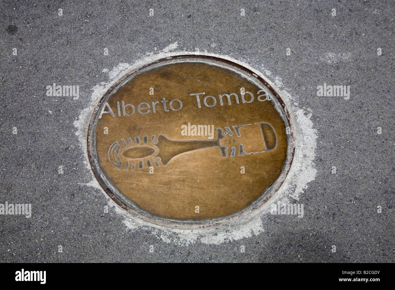 Alberto Tomba footprints at the Olympic Stadium Barcelona Spain May 2008 Stock Photo