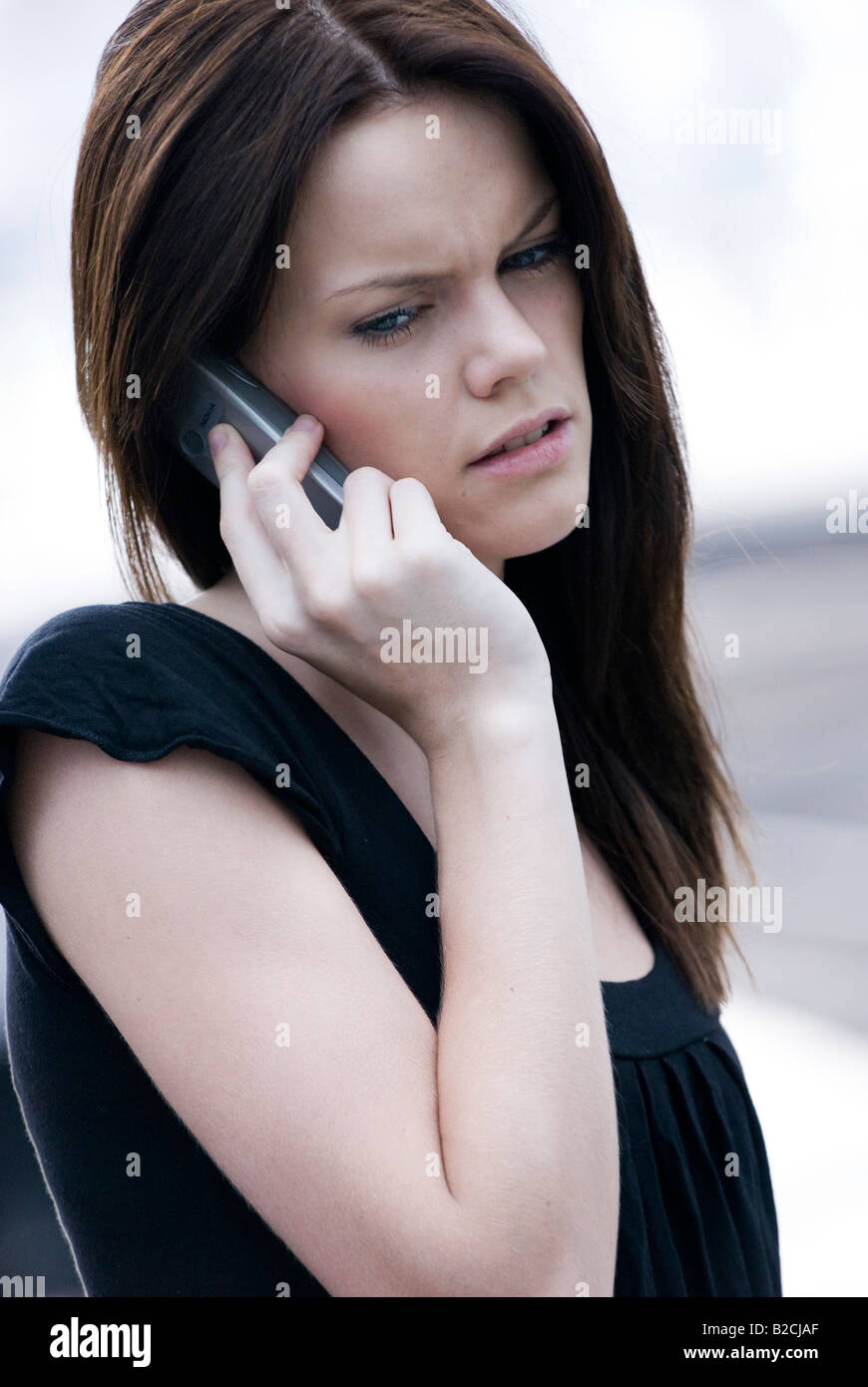 young woman calling with cellular Stock Photo