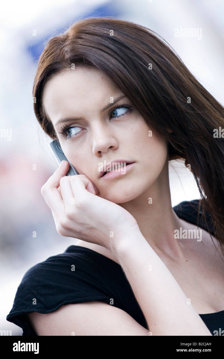 young woman calling with cellular Stock Photo