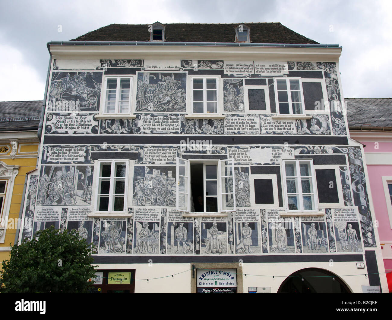 house facade with paintings Stock Photo Alamy