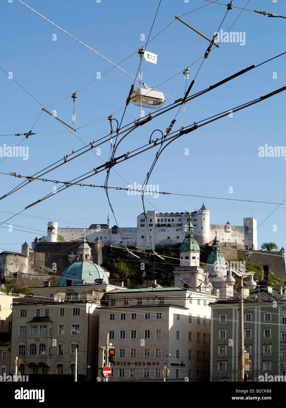 Salzburg, old city center, fortress Hohensalzburg Stock Photo