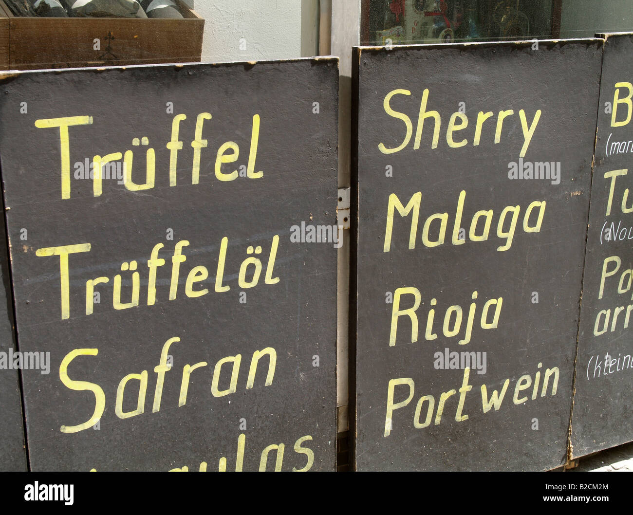 blackboards with diverse delicacy offers Stock Photo