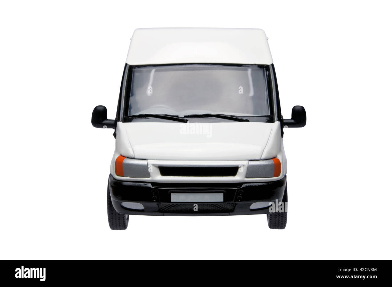 Front of a model white van isolated on a white bacjground with clipping path Stock Photo