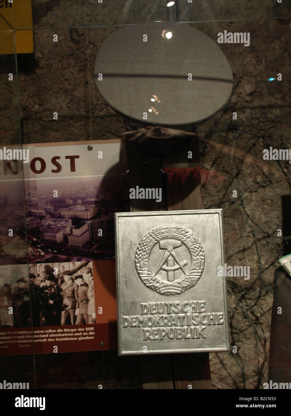 relief with symbol of GDR, exhibition GDR, German Democratic Republic Stock Photo