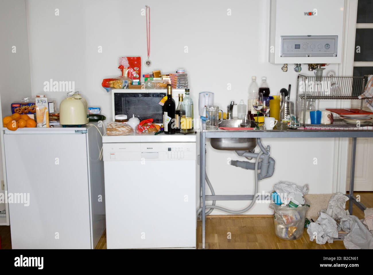 untidy kitchen Stock Photo