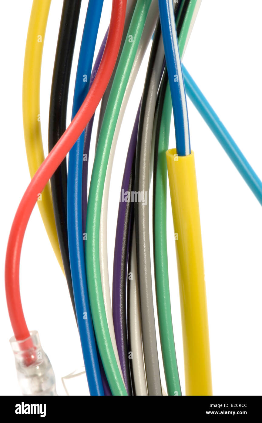 object on white tool colored cable Stock Photo