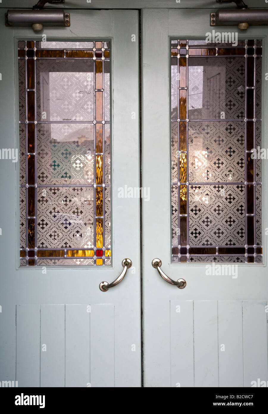Irish Pub door with stained glass windows, Sneem, County Kerry, Ireland Stock Photo Alamy