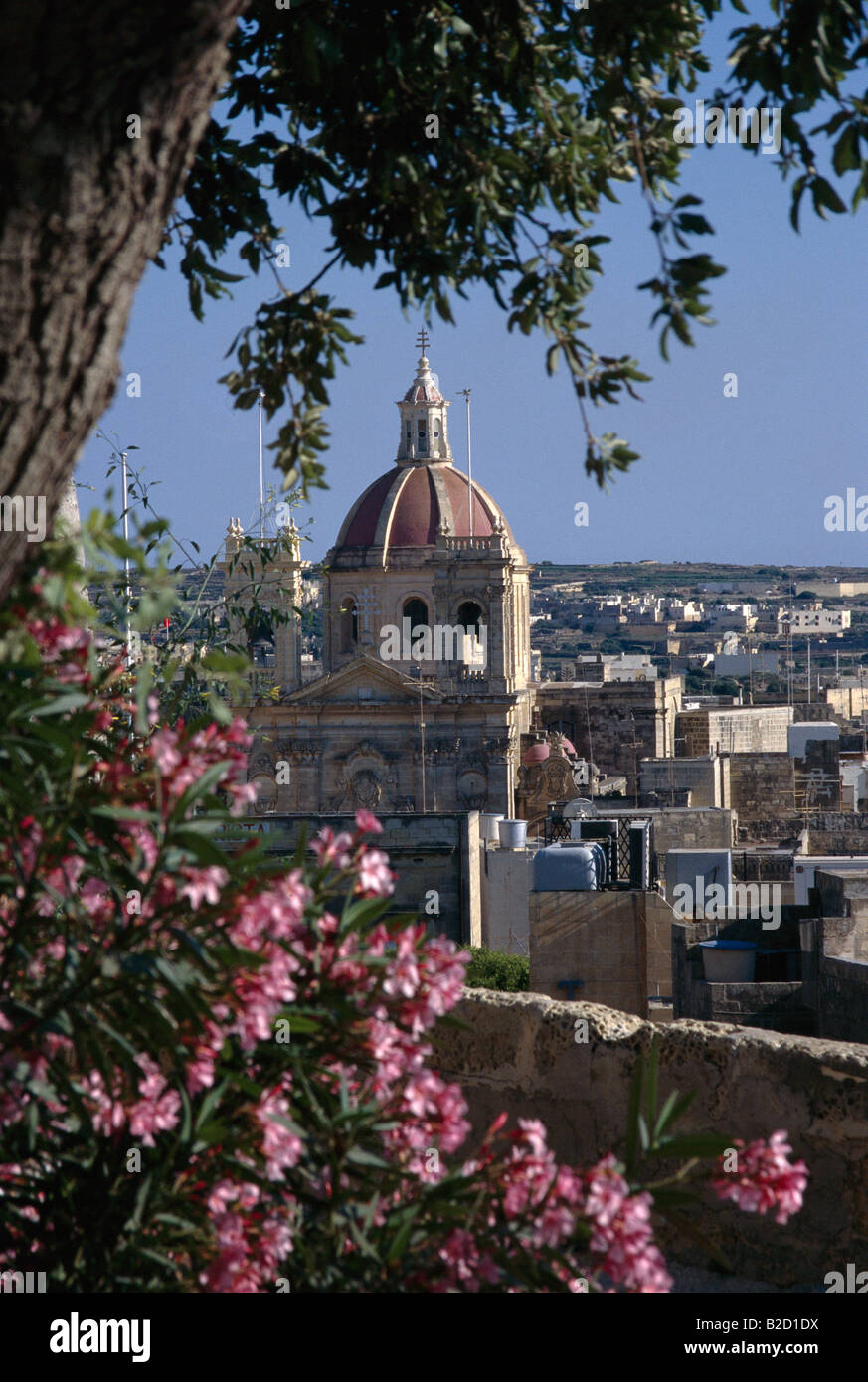 View over Town from Citadel Maltese Islands, Gozo Stock Photo