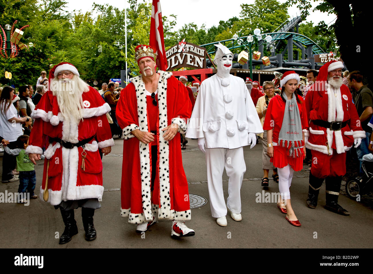 Santa Claus parade in Denmark Klampenborg Bakken Stock Photo - Alamy