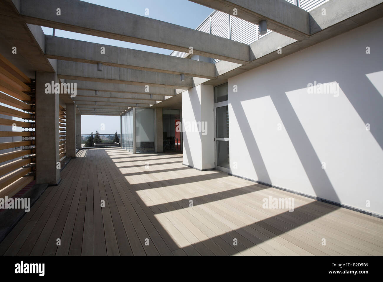 View of Deck of modern apartment building Stock Photo - Alamy