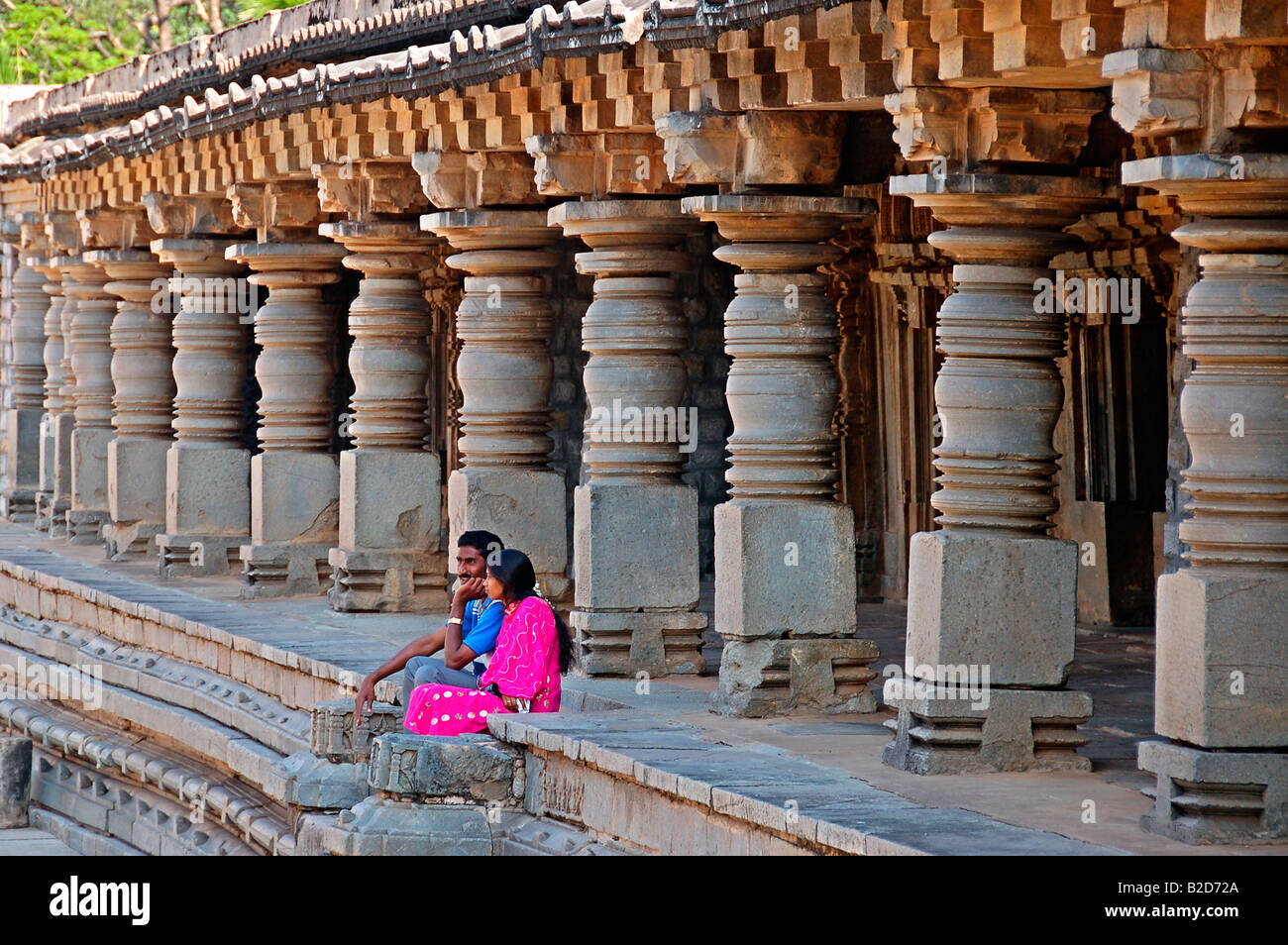 couple at Somanathpure, karnataka Stock Photo