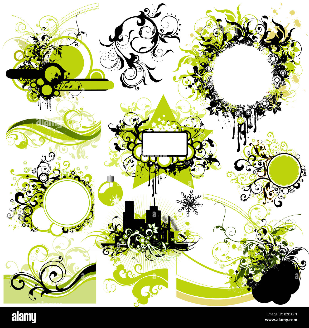 illustration drawing of floral design elements Stock Photo Alamy