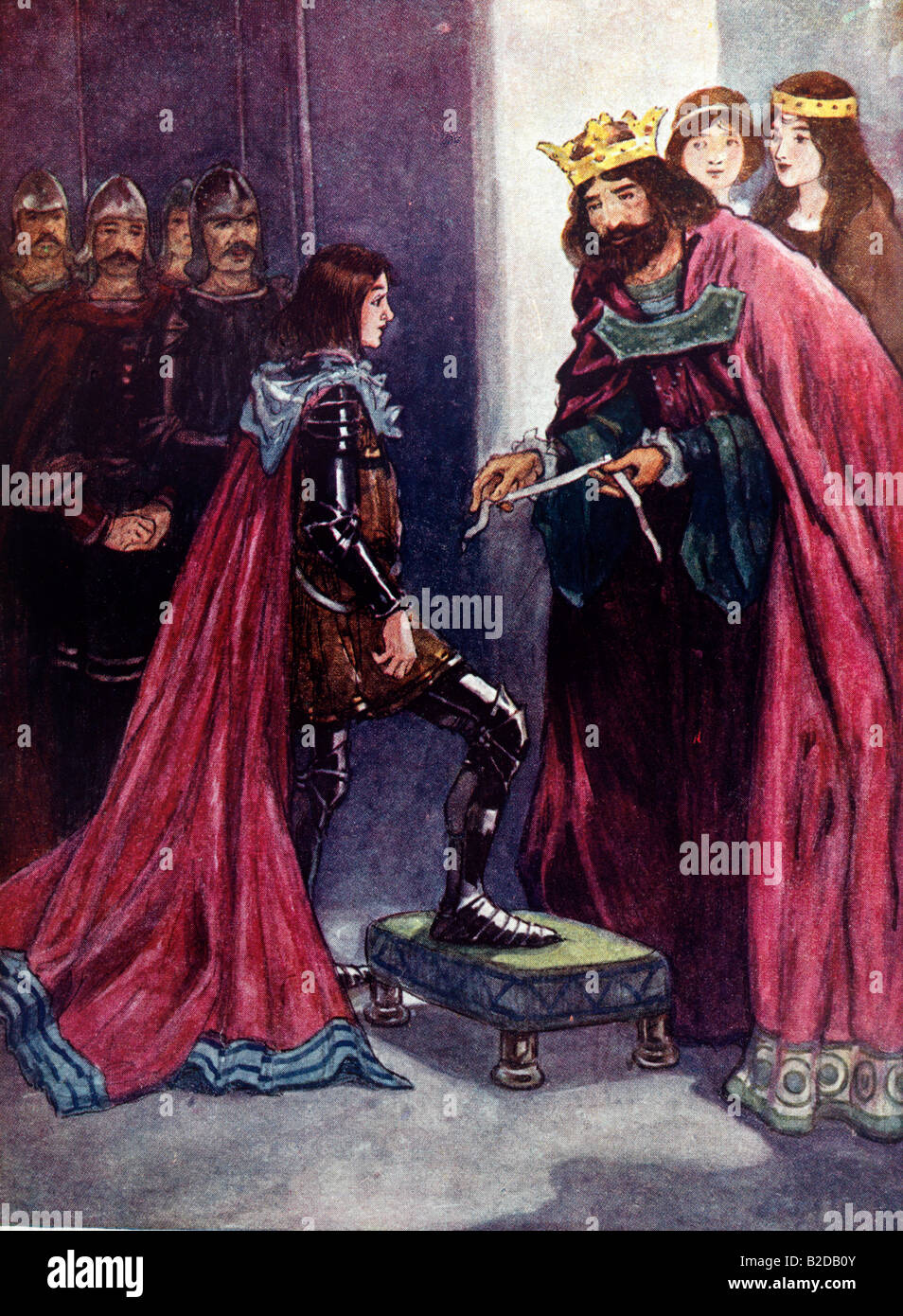 King Edward III Making the Black Prince a Knight of the Order of the Garter Stock Photo