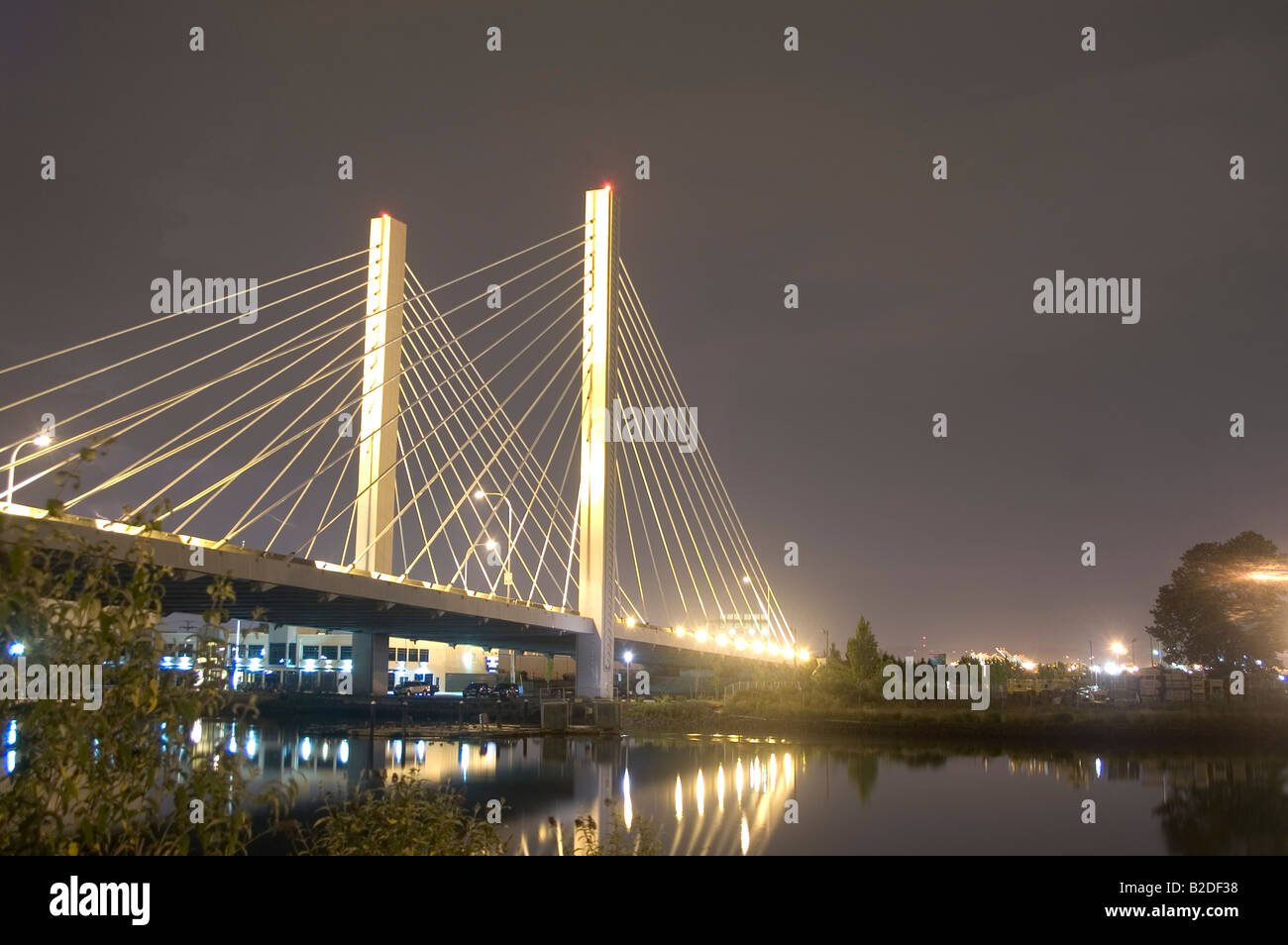 New Suspension Span Bridge Downtown Tacoma Washington Stock Photo