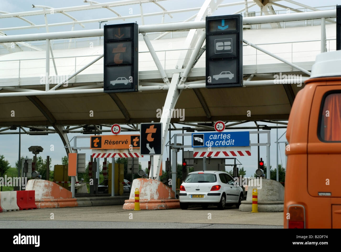 French motorway toll station on the A16 autoroute northern France Stock