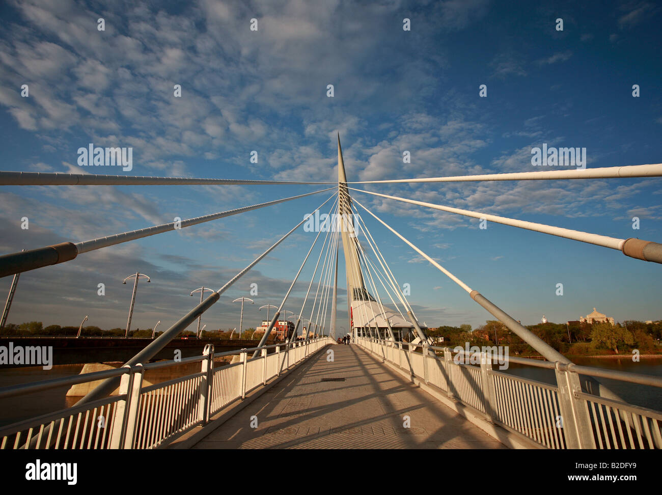 Unique walkway bridge over the Red River in Winnipeg Stock Photo - Alamy