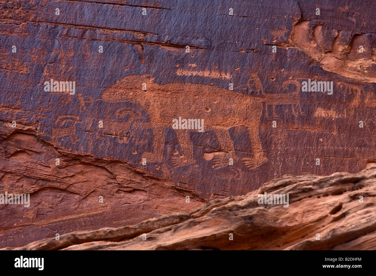 Bear Hunt Petroglyph on Potash road near Moab Utah Stock Photo Alamy