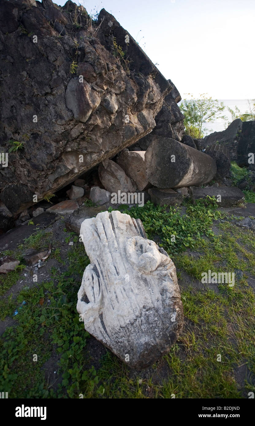 The Ruins of Eglise Fort St Pierre Martinique Stock Photo