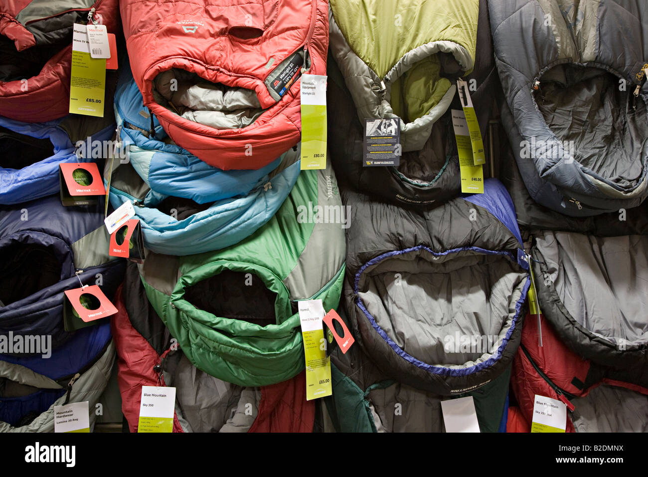 Sleeping bags on sale UK Stock Photo