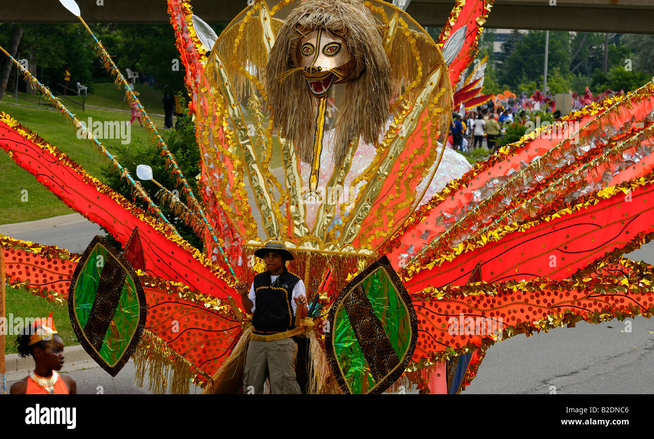Large cat King of the Band float at the Junior Caribana children's carnival Parade in Toronto 2008 Stock Photo