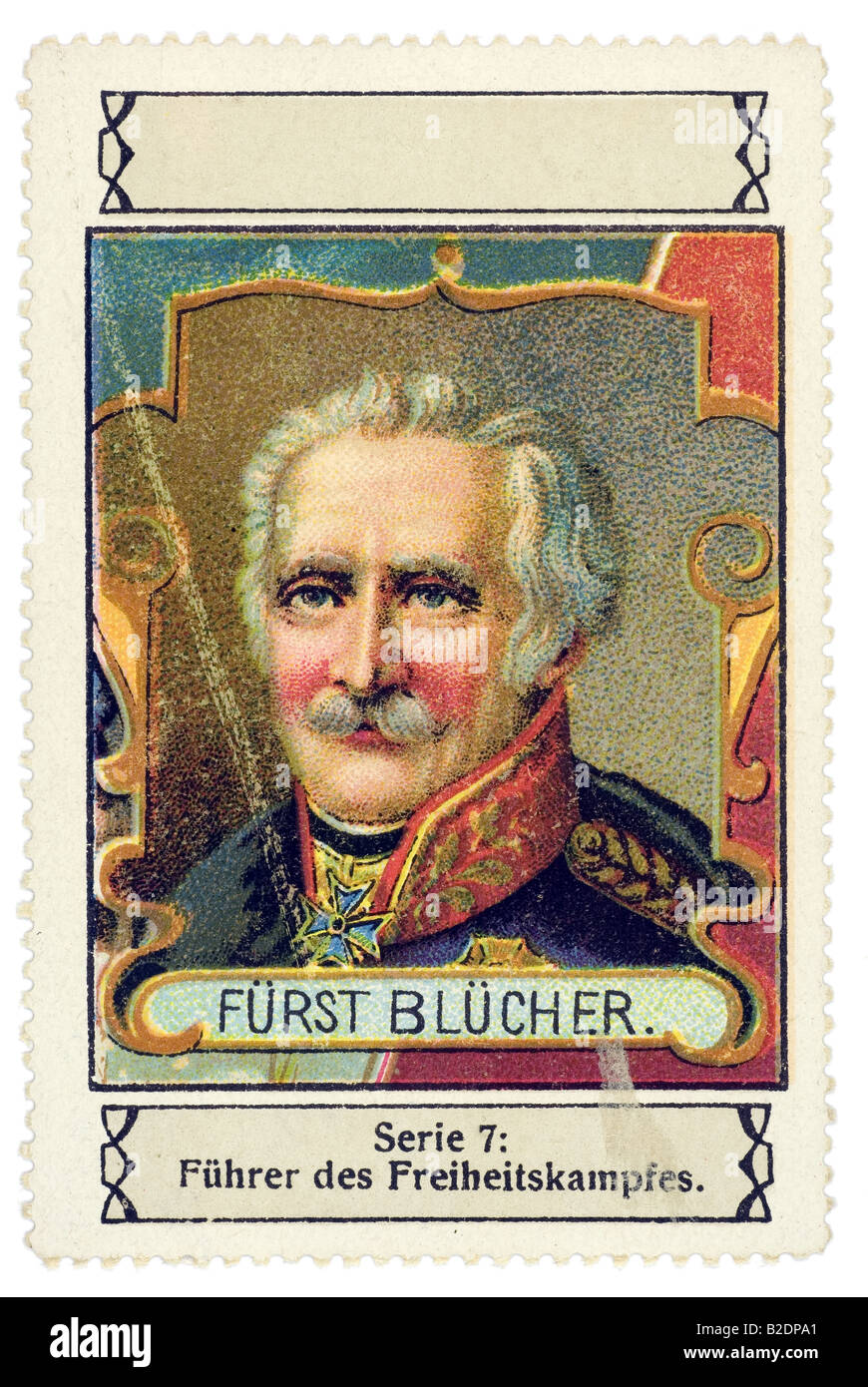 trading stamp Fürst Blücher Serie 7 Führer des Freiheitskampfes Stock Photo