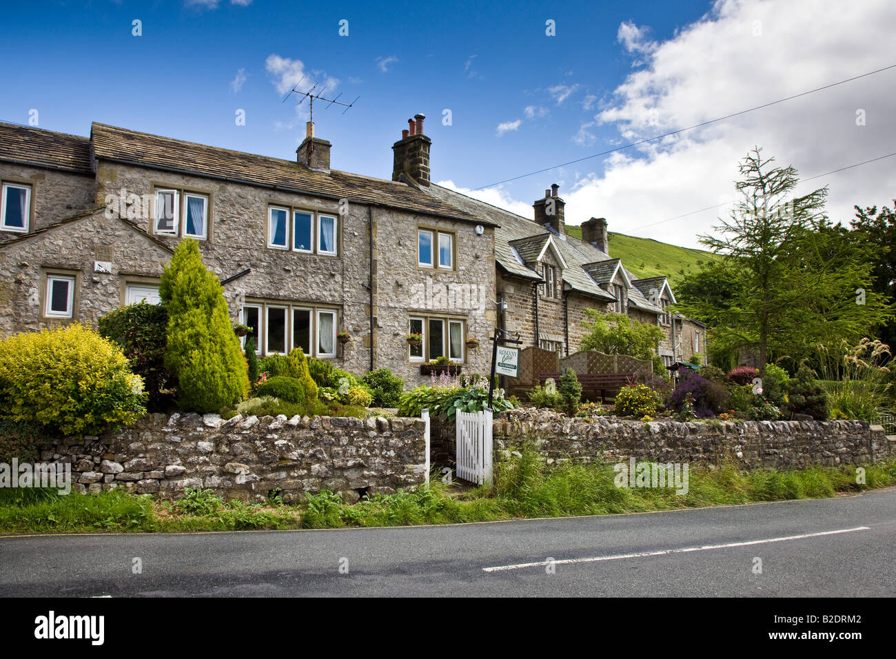 The Village Street B6160 Buckden Wharfedale Yorkshire Dales National Park Stock Photo