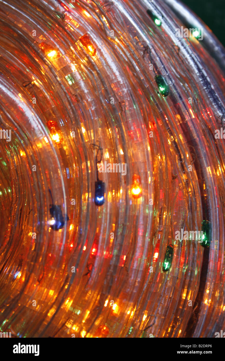coil of bright tube christmas lights at night Stock Photo Alamy