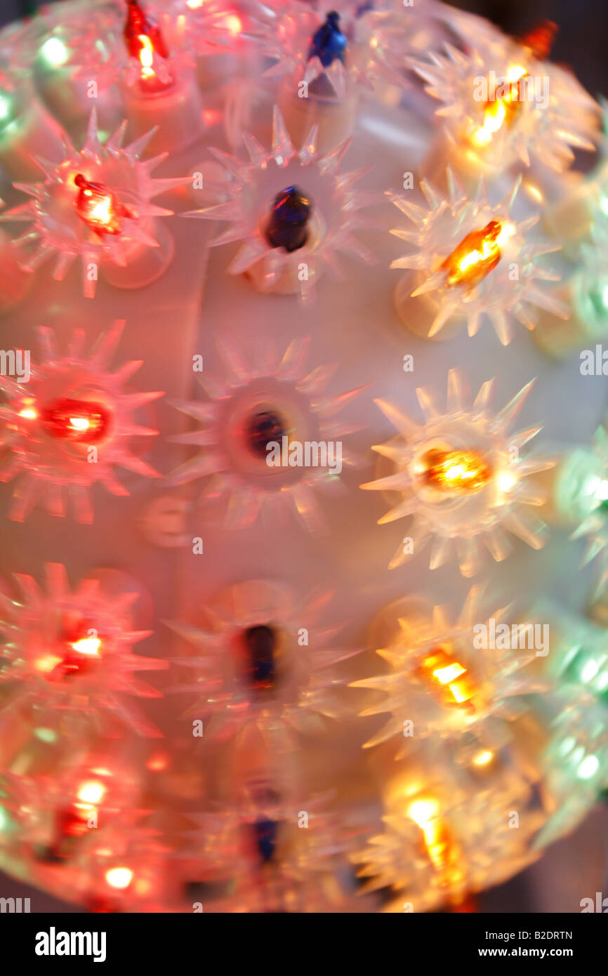 flashing colourful fairy lights on plastic ball Stock Photo Alamy
