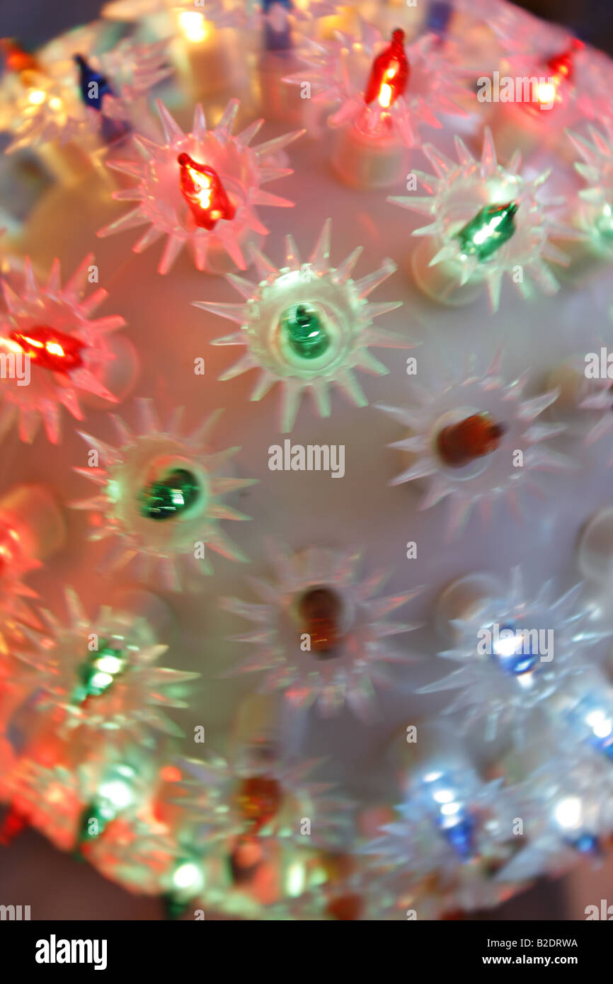 flashing colourful fairy lights on plastic ball Stock Photo Alamy