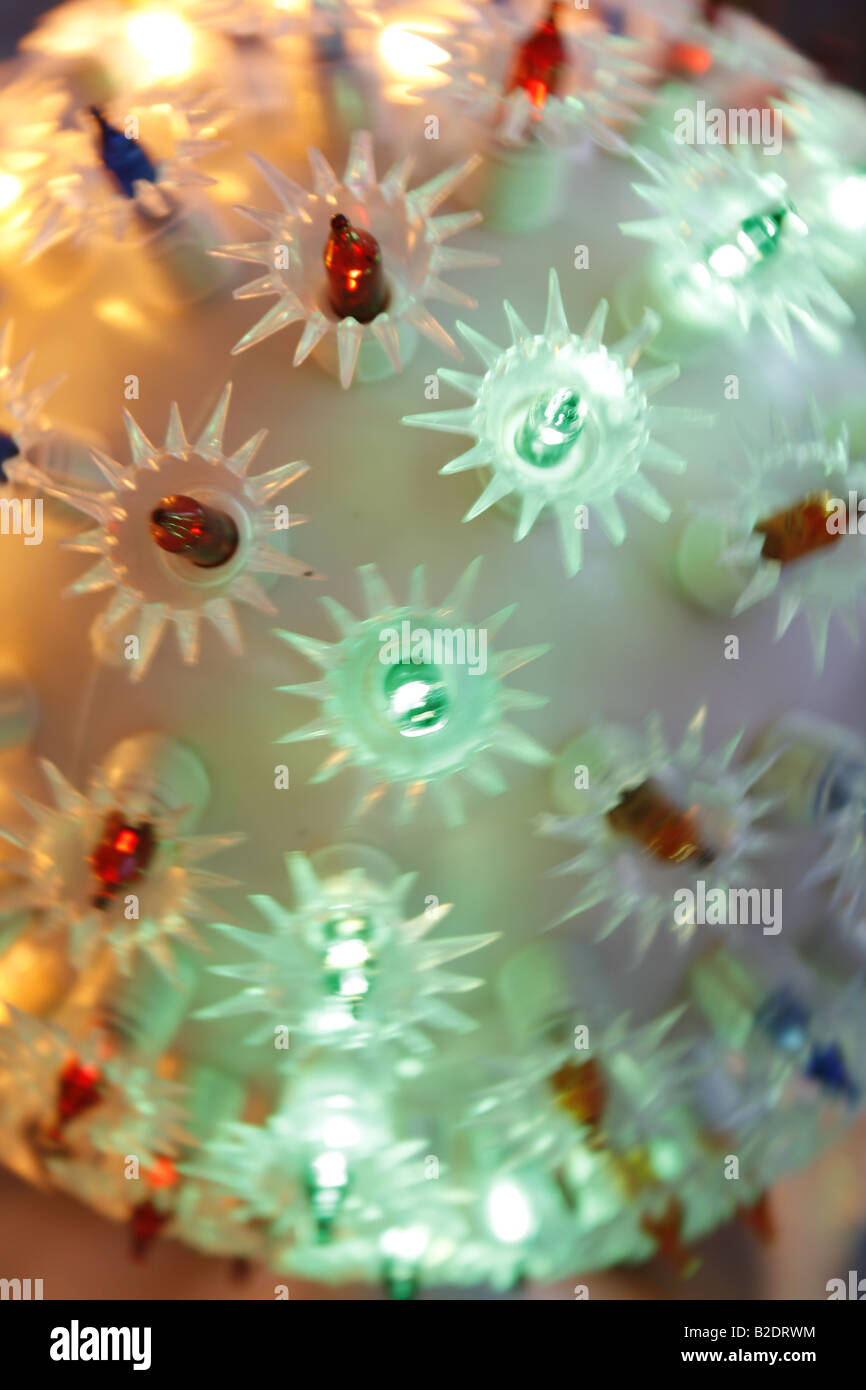 flashing colourful fairy lights on plastic ball Stock Photo Alamy