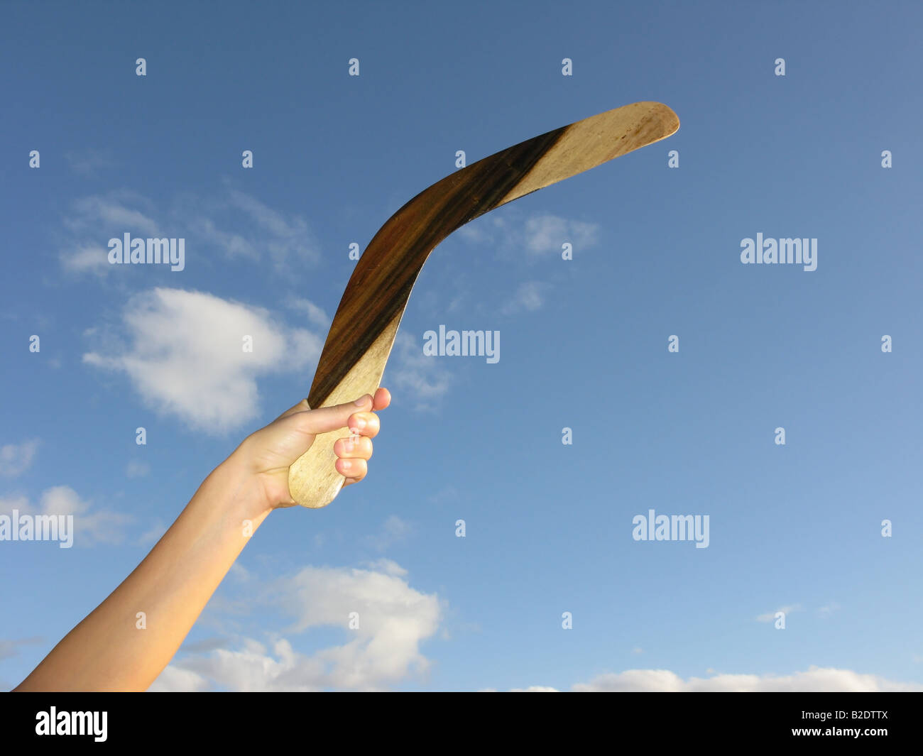 Detail of person throwing boomerang Stock Photo Alamy