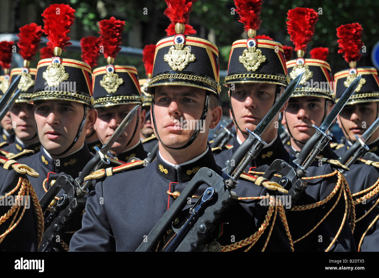 French soldiers marching during the Bastille day military parade in