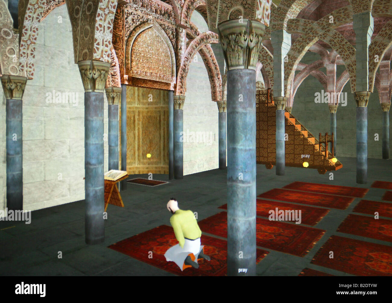 Second Life: A computer grab of a mosque from the virtual world Second Life Stock Photo