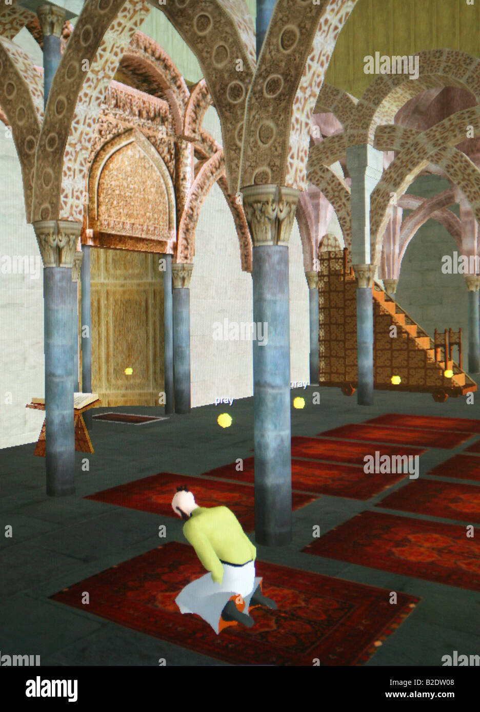 Second Life: A computer grab of a mosque from the virtual world Second Life Stock Photo