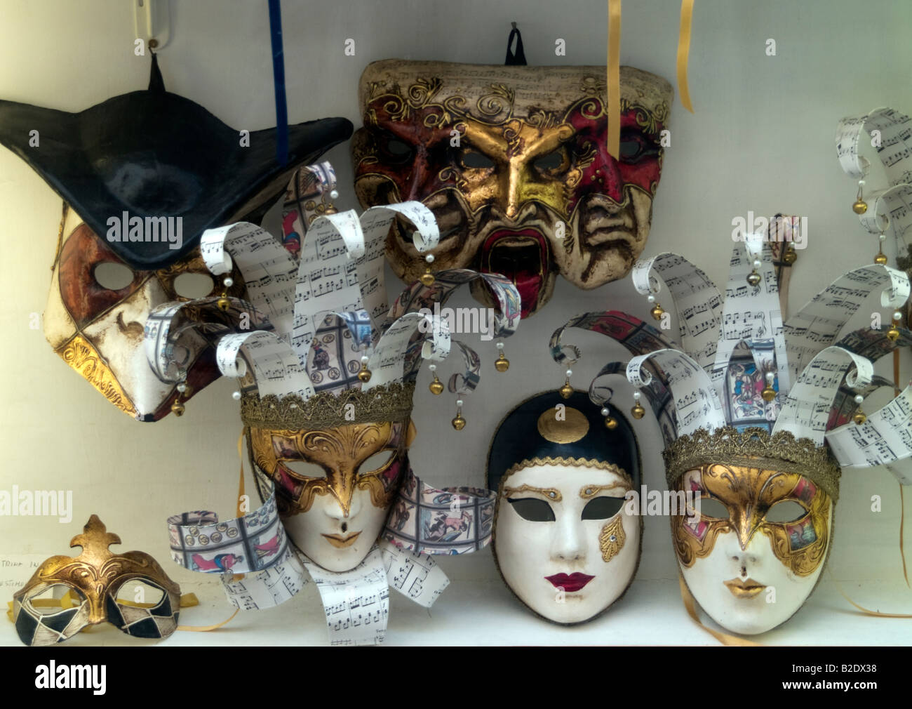 Venice: masks of paper mache in a shop Stock Photo