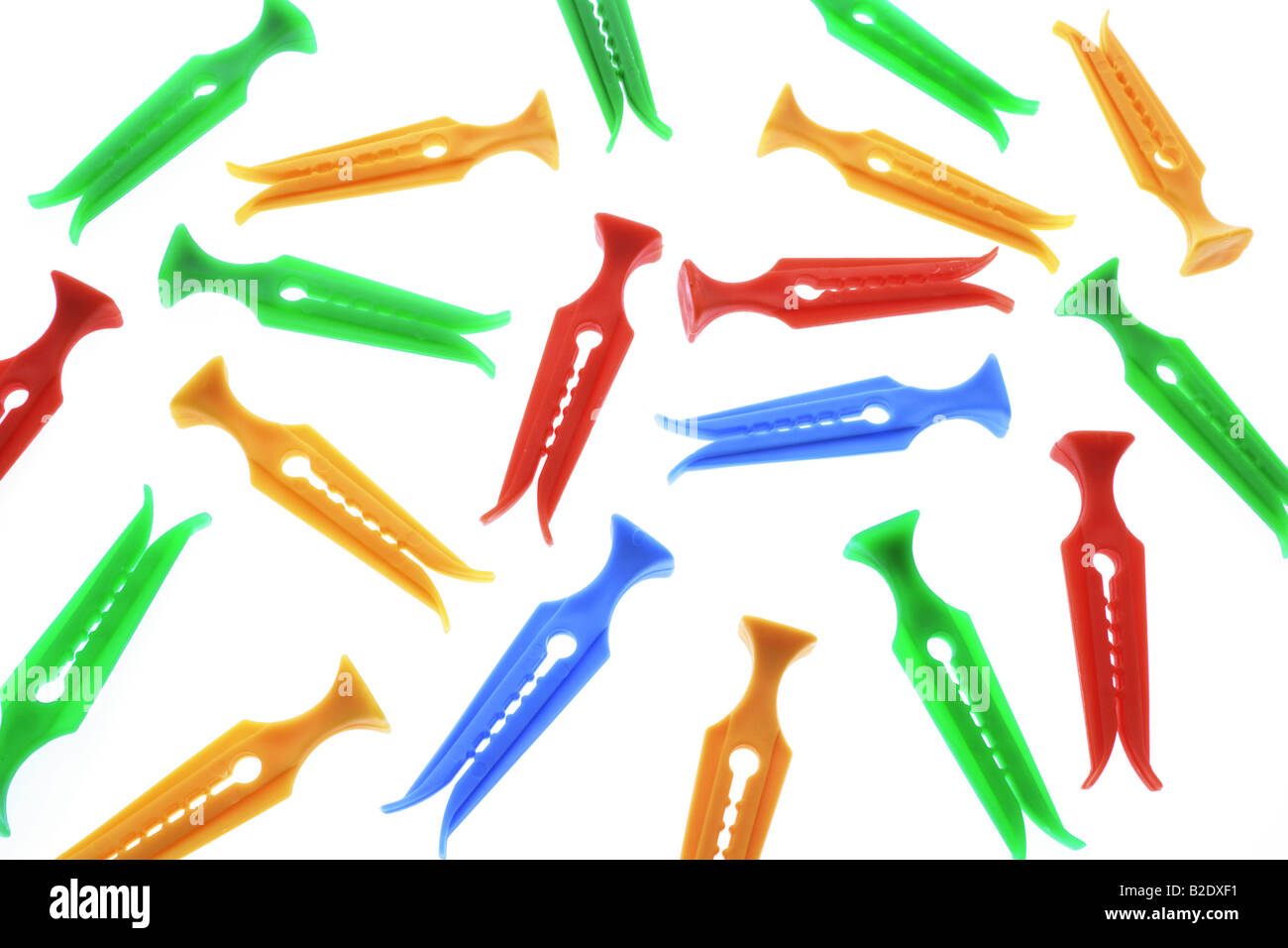 Plastic Clothes Pegs Stock Photo