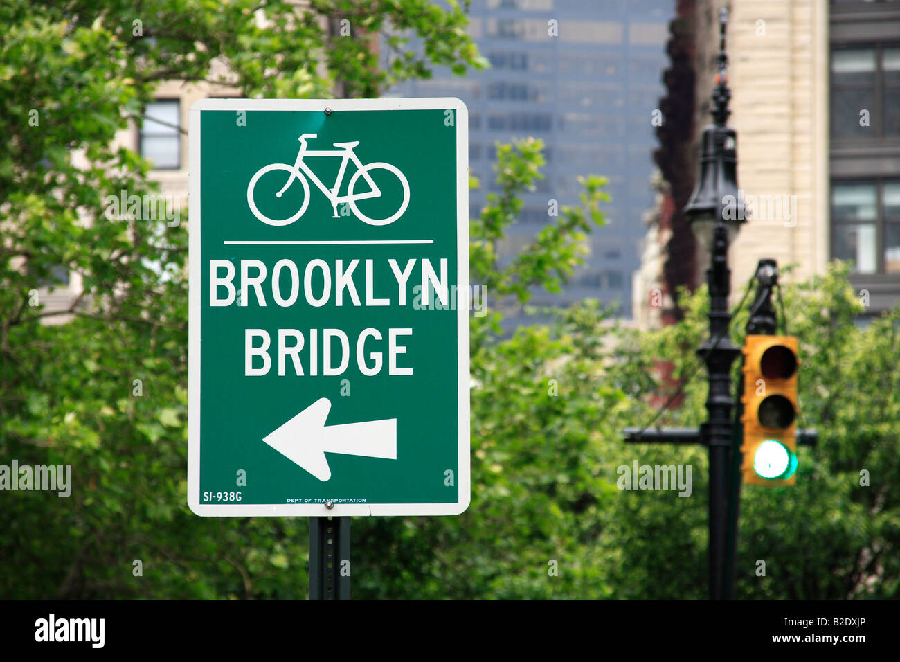 Brooklyn Bridge street sign - New York City, USA Stock Photo