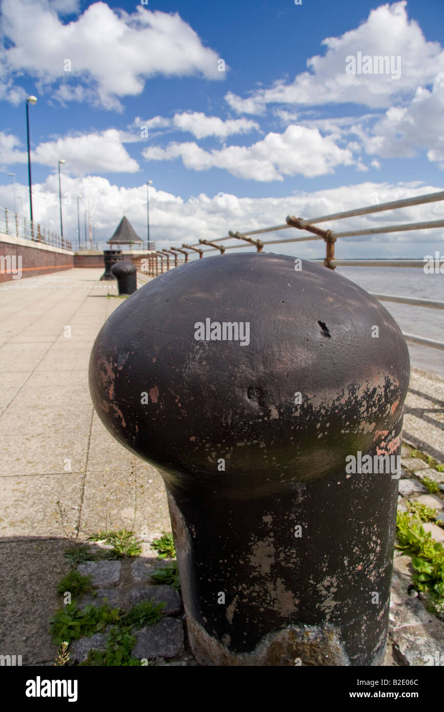 Ships mooring point on jetty on otterspool  Promande Liverpool Stock Photo