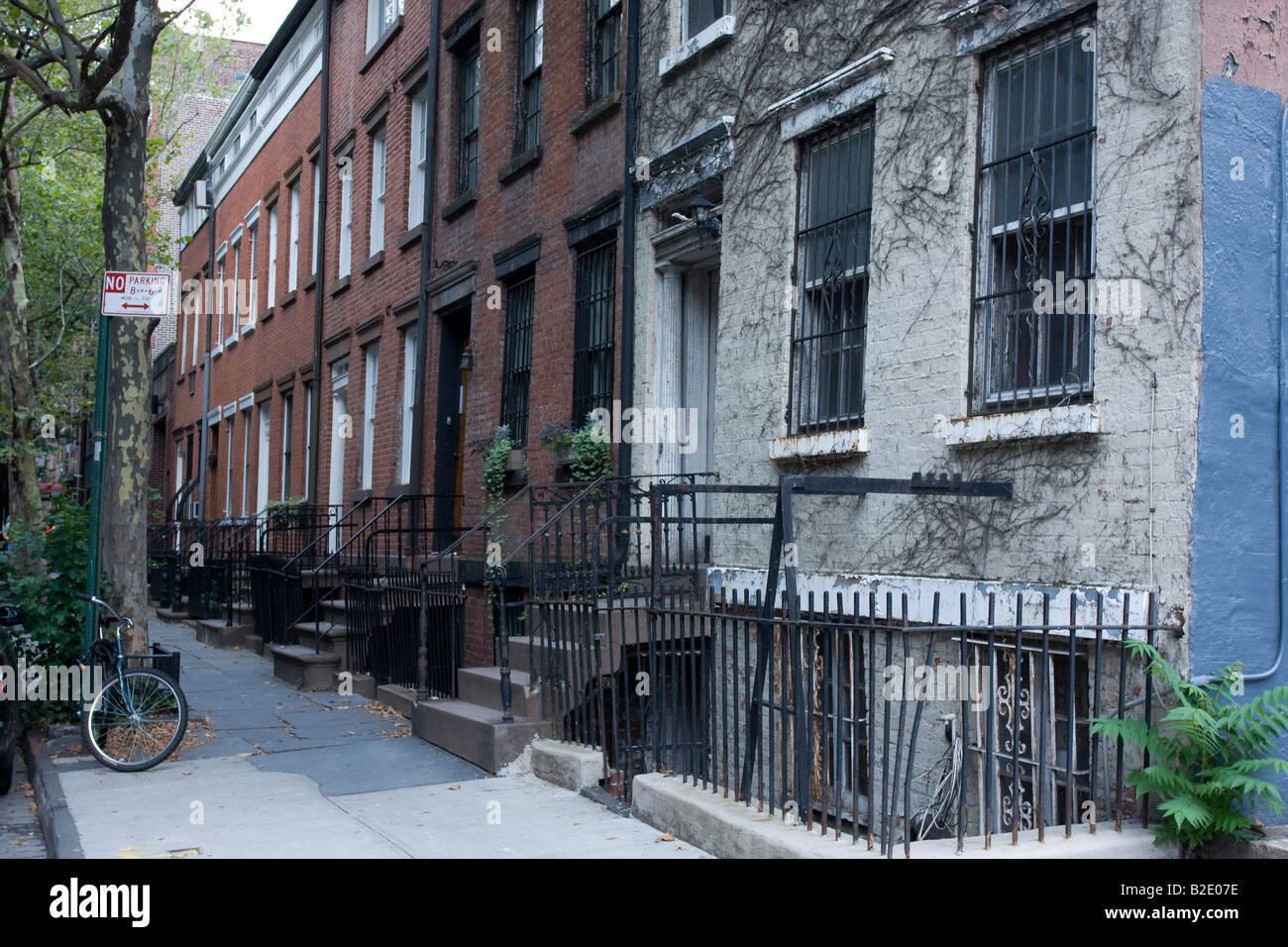 Buildings on a tree lined street in Tribeca, Manhattan. New York City Stock Photo