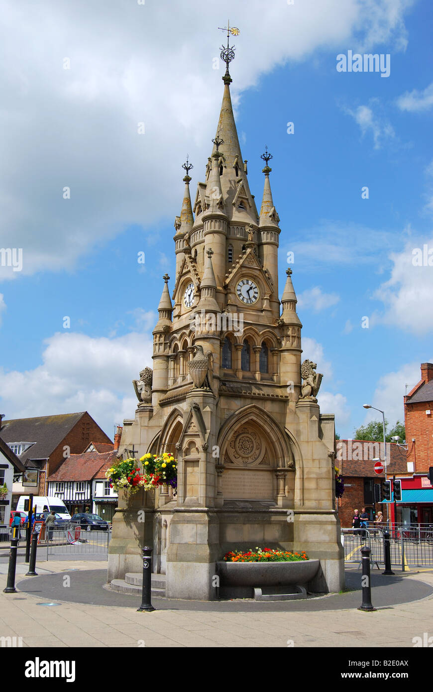 Victorian American Fountain in Market Square, Rother Street, Stratford-Upon-Avon, Warwickshire, England, United Kingdom Stock Photo