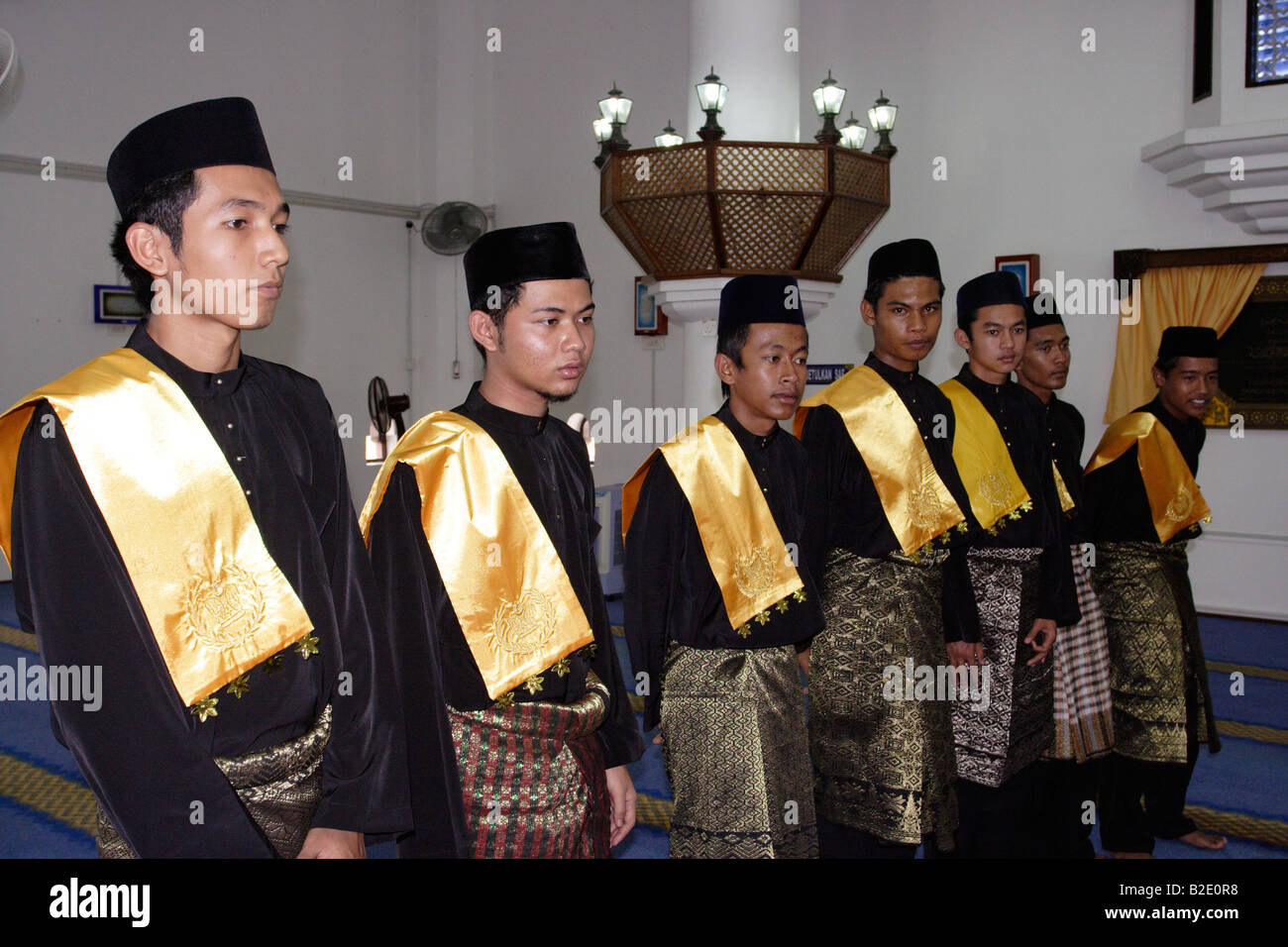 Traditional royal escort during a wedding ceremony between royalties in Kuala Terenganu, Malaysia. Stock Photo