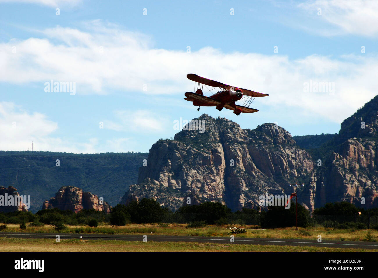bi-plane taking off from Sedona AZ airport Stock Photo - Alamy