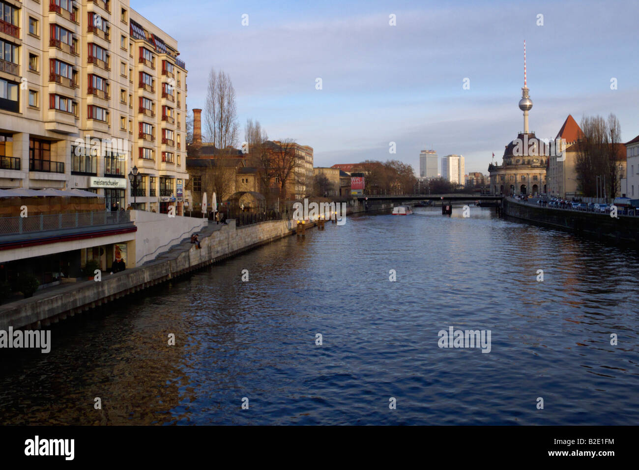 Spree River with Bode Museum and Television Tower, Berlin, Germany Stock Photo